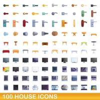Ensemble de 100 icônes de maison, style dessin animé