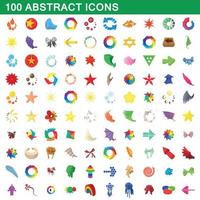 Ensemble de 100 icônes abstraites, style dessin animé vecteur