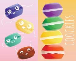 ensemble de bannières de macarons sucrés, style dessin animé vecteur