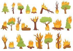 icône de la forêt en feu, style cartoon vecteur