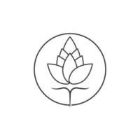 vecteur de fleur de coton de beauté, icône simple symbole de modèle de fleur de coton nature