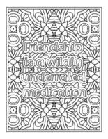 meilleur ami cite un livre de coloriage, une page de coloriage de citations vecteur