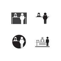 vecteur de bureau d'enregistrement, icône de bureau de service à la clientèle, conception d'illustration simple de bureau de billetterie