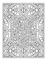 meilleur ami cite un livre de coloriage, une page de coloriage de citations vecteur