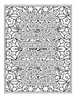 Coloriage de citations de femmes fortes pour livre de coloriage vecteur