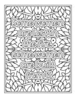 Coloriage de citations de femmes fortes pour livre de coloriage vecteur