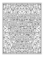 Coloriage de citations de femmes fortes pour livre de coloriage vecteur