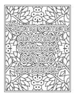 Coloriage de citations de femmes fortes pour livre de coloriage vecteur