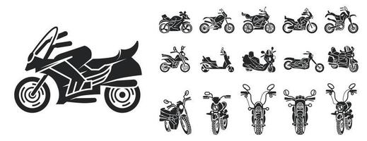 jeu d'icônes de moto, style simple vecteur