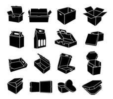 boîtes de jeu d'icônes de différentes formes, style simple vecteur