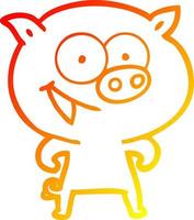 dessin de ligne de gradient chaud dessin de cochon joyeux vecteur