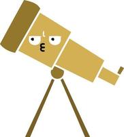 télescope de dessin animé rétro couleur plate vecteur