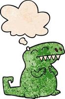 dinosaure de dessin animé et bulle de pensée dans le style de motif de texture grunge vecteur