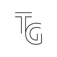 logo de ligne tg isolé sur fond blanc. vecteur