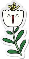autocollant d'une fleur de dessin animé heureux vecteur