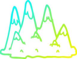 ligne de gradient froid dessinant des montagnes de dessin animé vecteur