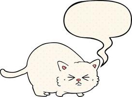 chat en colère de dessin animé et bulle de dialogue dans le style de la bande dessinée vecteur