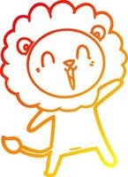 dessin de ligne de gradient chaud dessin de lion riant vecteur