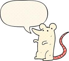 rat de dessin animé et bulle de dialogue dans le style de la bande dessinée vecteur