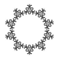 couronne de fleurs fantaisie. ornement avec des boucles dans le style damas. noir et blanc. arabesque pour la décoration de cartes et d'invitations. vecteur