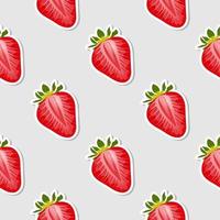 modèle sans couture de moitiés de fraises rouges mûres. tranches rouges de fraises sur fond gris. texture vectorielle continue. vecteur