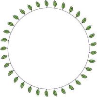 cadre rond avec feuilles sculptées. couronne isolée sur fond blanc pour votre conception vecteur