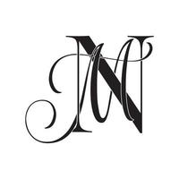 nm, mv, logo monogramme. icône de signature calligraphique. monogramme de logo de mariage. symbole de monogramme moderne. logo de couple pour mariage vecteur