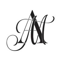 suis, ma, logo monogramme. icône de signature calligraphique. monogramme de logo de mariage. symbole de monogramme moderne. logo de couple pour mariage vecteur