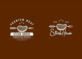 modèle de conception de logo de steak house premium vecteur