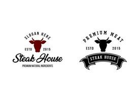 création de logo de steak house haut de gamme vecteur
