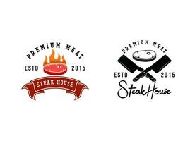 modèle de conception de logo de steak house premium vecteur