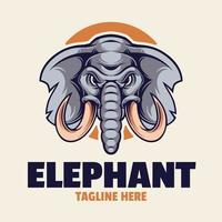 modèle de logo de mascotte tête d'éléphant vecteur