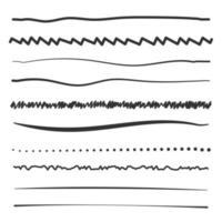 collection de lignes simples manuscrites dans différents styles. vecteur