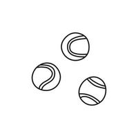 doodle contour grosses balles de tennis isolés sur fond blanc. vecteur
