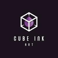 logo d'art d'encre de cube vecteur