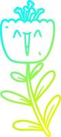 ligne de gradient froid dessinant une fleur de dessin animé heureux vecteur