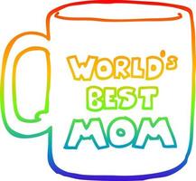ligne de gradient arc-en-ciel dessinant la meilleure tasse de maman du monde vecteur