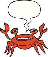 crabe de dessin animé et bulle de dialogue vecteur