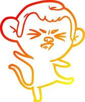ligne de gradient chaud dessinant un singe agacé de dessin animé vecteur