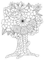 arbre de fleurs pour adultes coloriages vecteur