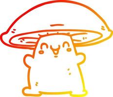 ligne de gradient chaud dessinant un personnage de champignon de dessin animé vecteur