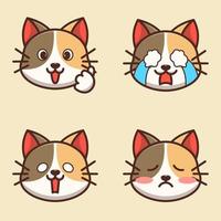 joli pack d'emotes chaton adorable vecteur