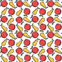 motif de fruits sans soudure. fond coloré de pomme et de poire. illustration vectorielle de doodle avec des fruits vecteur