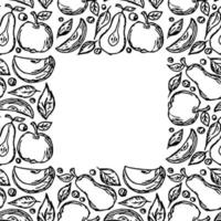 cadre de fruits sans soudure. fond pomme et poire avec place pour le texte. illustration vectorielle de doodle avec des fruits vecteur