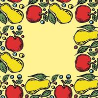 motif de fruits sans soudure. fond coloré de pomme et de poire. illustration vectorielle de doodle avec des fruits vecteur