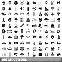 Ensemble de 100 icônes de gant, style simple