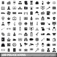 Ensemble de 100 icônes de police, style simple vecteur