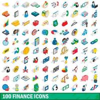Ensemble de 100 icônes de finances, style 3d isométrique vecteur