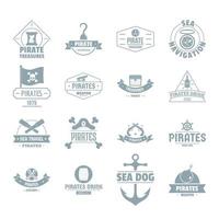 jeu d'icônes de logo pirate, style simple vecteur