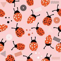 mignon chibi coccinelles insecte doux coloré sans couture modèle griffonnage enfants bébé kawaii dessin animé vecteur